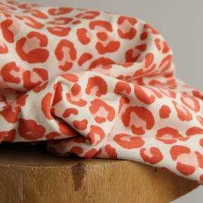 TISSU sweat LEOPARD orange - un chat sur un fil