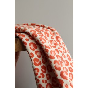 tissu sweat léopard et sherpa orange coton