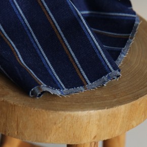tissu coton denim rayures - un chat sur un fil