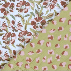 tissu matelassé fleurs et léopard - un chat sur un fil