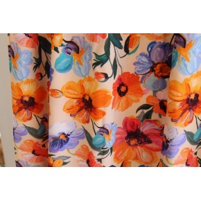 tissu imprimé fleurs - un chat sur un fil