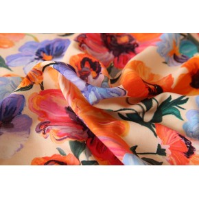 tissu fleurs - viscose un chat sur un fil