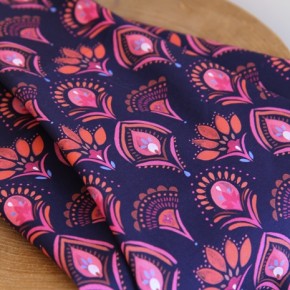 popeline coton fleurs - un chat sur un fil