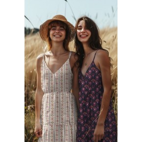 robe en coton imprimé - un chat sur un fil