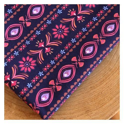 popeline coton fleurs - un chat sur un fil