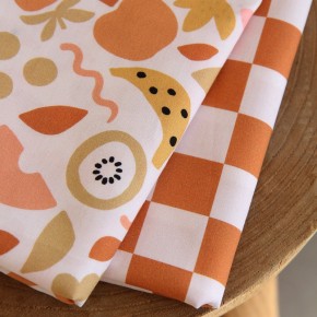 popeline coton fleurs et fruit - un chat sur un fil