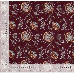 voile de coton fleurs bordeaux - un chat sur un fil