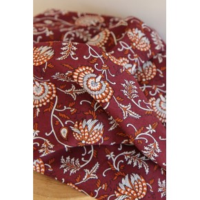 voile de coton fleurs indiennes - un chat sur un fil