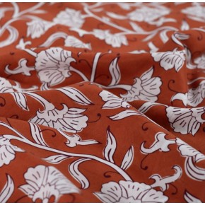 voile de coton imprimé fleurs - cognac