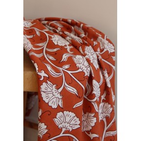 coton imprimé fleurs - cognac