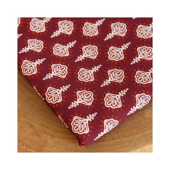 tissu coton indien - bordeaux