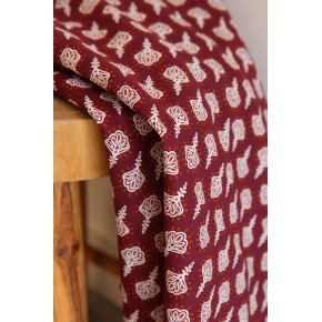 voile de coton imprimé fleurs - bordeaux et cognac