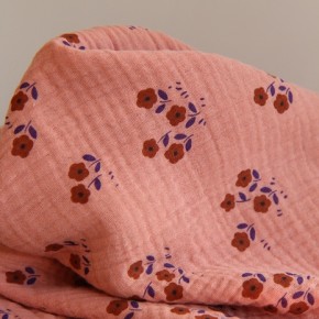 tissu double gaze - fleurs Emily