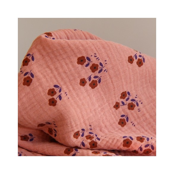 tissu double gaze - fleurs Emily