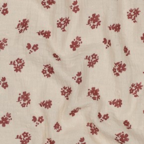 tissu double gaze - fleurs et plumetis