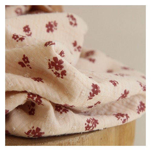 tissu double gaze imprimée fleurs - un chat sur un fil