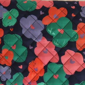 tissu matelassé fleurs réversible marine