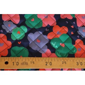 tissu réversible et matelassé - fleurs rose vert et lilas