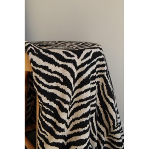 tissu extensible motif zèbre - noir et beige