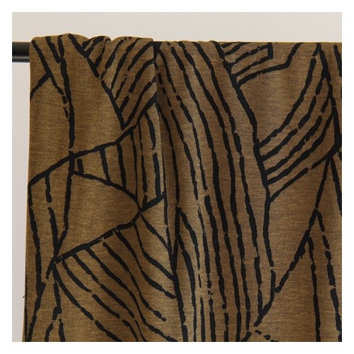 tissu milano imprimé abstrait type jungle - kaki et noir