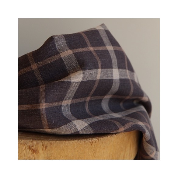 tissu à carreaux - lin et viscose