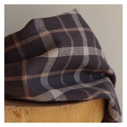 tissu à carreaux - lin et viscose