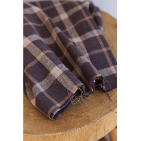 tissu au mètre - lin et viscose à carreaux