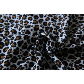 double gaze coton écru imprimé léopard