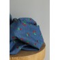 denim fin brodé cerises - bleu