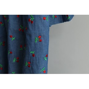 tissu denim fin brodé - tissu d'été