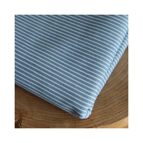 tissu coton denim rayures - un chat sur un fil