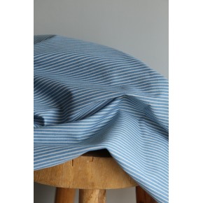 coton denim à rayures bleu clair et rayures blanches