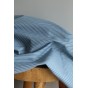 coton denim à rayures bleu clair et rayures blanches