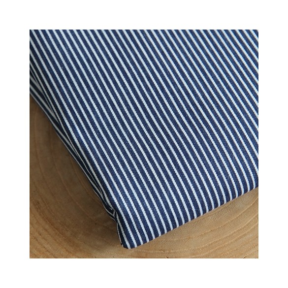 tissu coton denim rayures - un chat sur un fil