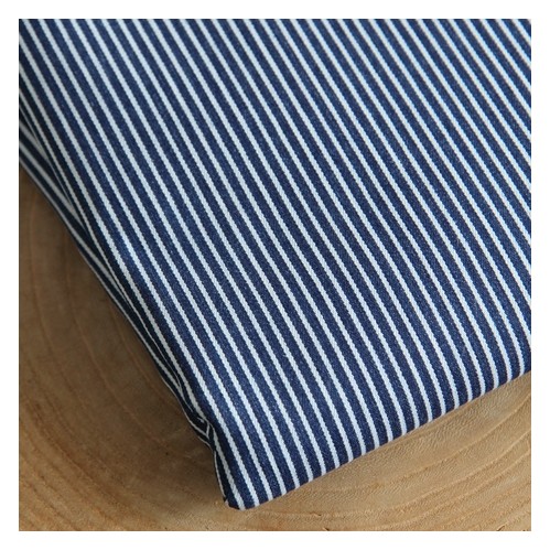 tissu coton denim rayures - un chat sur un fil