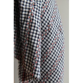 tissu pour chemise coton carreaux et fleurs