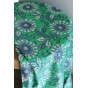 tissu fleuri vert et bleu - coton indien