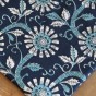 tissu indien grandes fleurs marine et bleu
