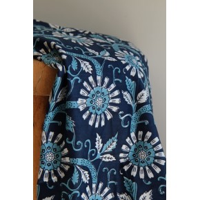 joli coton imprimé fleurs indiennes bleu