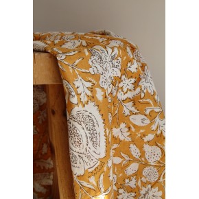 joli coton imprimé fleurs indiennes - ocre