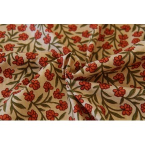 joli coton imprimé fleurs indiennes - un chat sur un fil