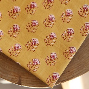 tissu indien fleurs jaune - block print