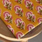 tissu indien fleurs jaune - block print