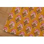 joli tissu indien jaune ocre motif fleurs roses