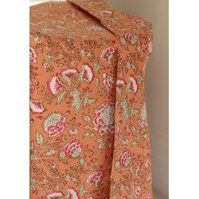 tissu indien fleurs rose - block print