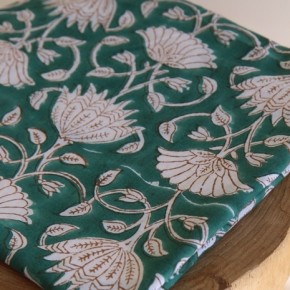 tissu indien fleurs vert - block print