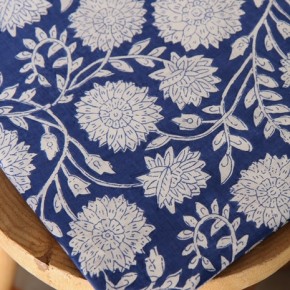 tissu coton indien fleurs bleu