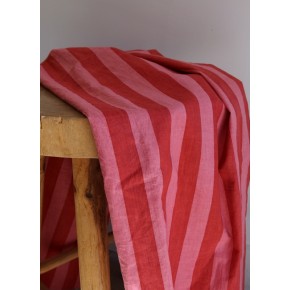 coton block print rayures rose et vieux rose - un chat sur un fil