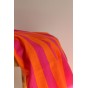 coton block print rayures rose et orange - un chat sur un fil