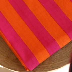 tissu rayures rose et orange - coton indien